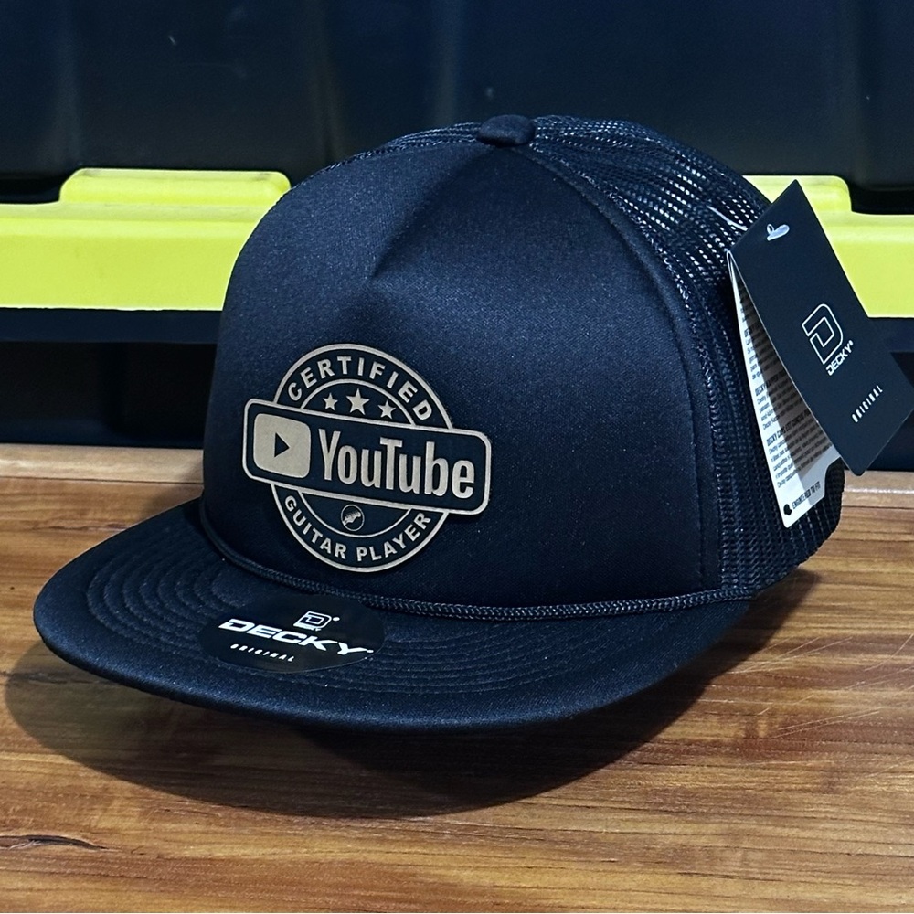 Certified YouTube Guitar Player Trucker Hat Black SnapBack foam trucker Hat